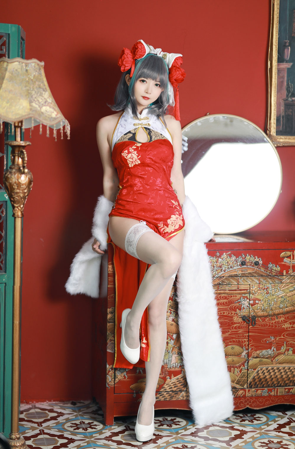 51酱COSPLAY《碧蓝航线》柴郡新春旗袍