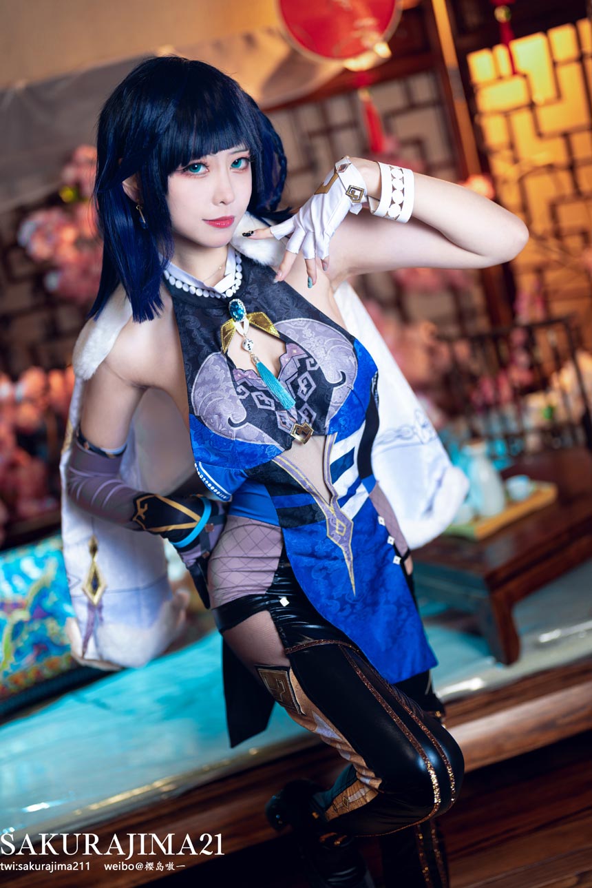 动漫博主樱岛嗷COS《原神》夜兰美极了