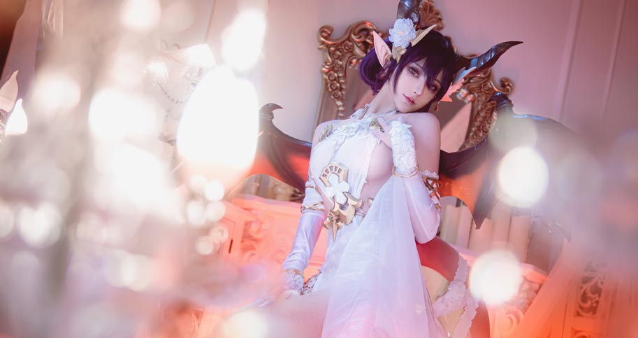 奶狮《碧蓝幻想》古蕾雅COS龙姬花嫁绝美
