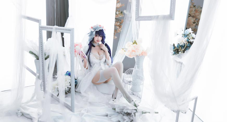 雪晴Astra-新作《碧蓝航线》吾妻花嫁COS美图在线鉴赏
