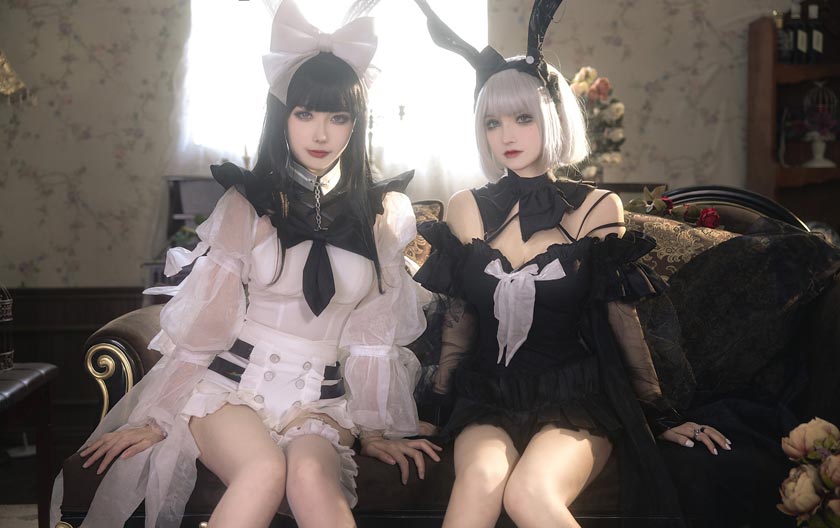 Momoko葵葵COSPLAY黑与白的平行倒映